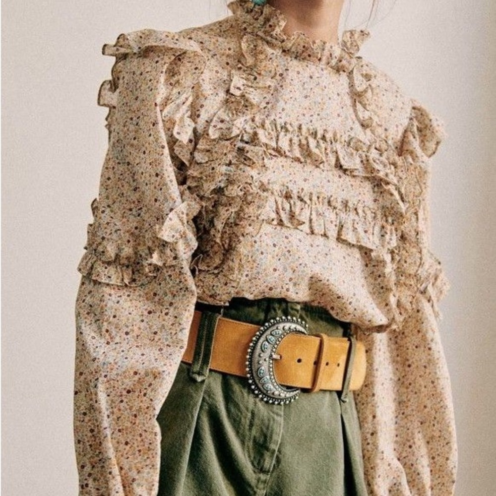NWOT Sézane Emmy Floral Ruffle Blouse